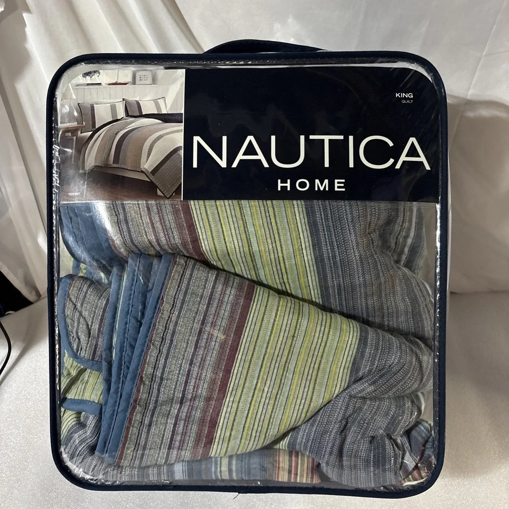 Nautica King Tideway 100% Cotton Quilt Comforter 104x96 with 2 Pillow Shams